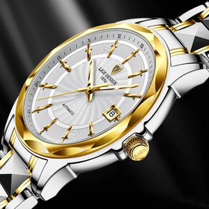 Lige Design Men's Automatic Mechanical <b>Watch</b> Stainless Steel <b>Case</b> Tungsten Steel Band 50 Bar Water Resistant Business Luxury - Product Image 3