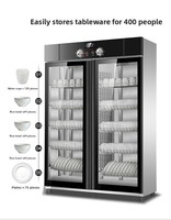 Armoire de désinfection commerciale verticale à double porte grande capacité, stérilisation à l'ozone et à la vapeur, séchage à air chaud pour vaisselle et cuisine