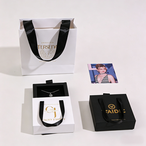 Custom Logo Square <b>Pattern</b> Drawstring Rectangle <b>Paper</b> Packaging Eco-friendly Gift Handle for Storage Fashionable Graduation - Product Image 3