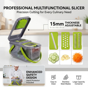 Tritatutto <span class=keywords><strong>Manuale</strong></span> Multifunzione 22 in 1 in Plastica, Affettatrice per Frutta e Verdura, Taglia Cipolle, Accessori da Cucina - Product Image 2