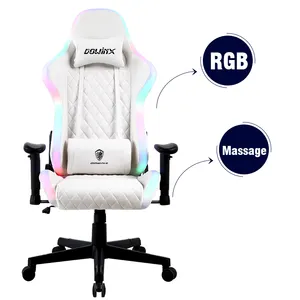 Cheap LED Light E-sport PC Gaming Racing Office Furniture Office Chair RGB 180 Degree White Gaming Chair For Cadeira Gamer