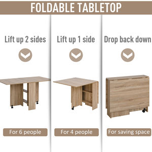 Bàn Ăn <span class=keywords><strong>Drop</strong></span> Leaf Style Folding Mở Rộng Với Bánh Xe Hạt Gỗ - Product Image 4