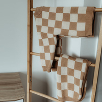 Ensemble deux pièces en tricot à carreaux pour enfants, pull à manches longues et pantalon, vêtements décontractés, vente en gros