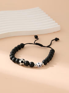 Pulsera de cuentas ajustable con 26 letras de fútbol esmeriladas, de moda, superventas 2026, para aficionados, precio al por mayor - Product Image 3