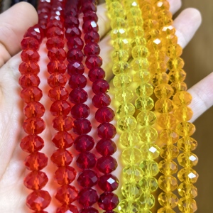 1 brin <span class=keywords><strong>de</strong></span> perles rondelles en verre <span class=keywords><strong>de</strong></span> 4 mm, couleurs rouge, jaune, orange, style perle tchèque, pour la fabrication <span class=keywords><strong>de</strong></span> bracelets, colliers et lampwork en <span class=keywords><strong>cristal</strong></span> - Product Image 1