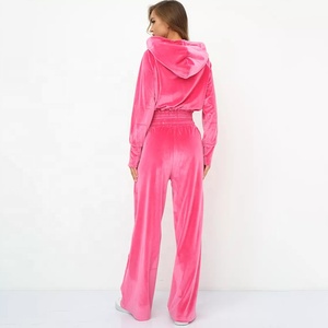 Combinaisons d'automne pour femmes, ensembles de survêtements en <span class=keywords><strong>velours</strong></span>, tenues en <span class=keywords><strong>velours</strong></span> à deux pièces, ensembles de pantalons à jambes larges, survêtements féminins, vêtements d'automne - Product Image 3