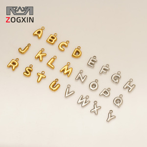 ZOGXIN Stainless Steel Letter Pendant 18K Gold Plated Alphabet Charm For DIY Jewelry Necklace Bracelet Making Accessories - Product Image 1