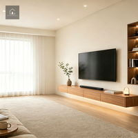 싱루오 벽걸이형 플로팅 TV 스탠드 천연 나무결 4단 서랍 수납장 모던 미니멀리스트 맞춤형 E0 등급