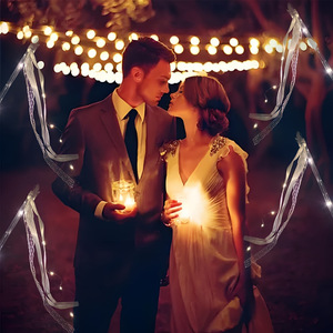 Guirlandes de mariage avec modes lumineux colorés, baguette féerique LED en soie avec clochettes, alimentées par piles pour mariages - Product Image 3