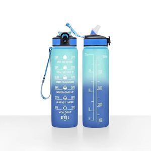Bouteille d'eau isotherme en plastique avec paille, dégradés 2023, pour la gym, promotionnelle - Product Image 3