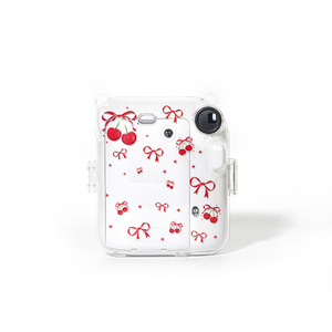 Étui de protection transparent antichoc et anti-poussière Yoshanda avec sangle réglable pour appareil photo Fujifilm <span class=keywords><strong>Instax</strong></span> <span class=keywords><strong>Mini</strong></span> 12, motif cerise et nœud mignon - Product Image 4