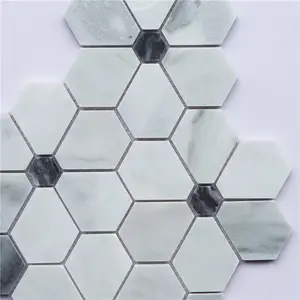 Quality Wall Decoration White Natural Stone Marble Pebble Mosaic