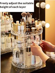 Factory Hot Sale Modern Square Diamond Cosmetic Storage Display Case Transparent 360 Rotating Acrylic <b>Makeup</b> Organizer - Product Image 2