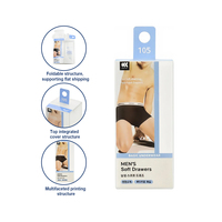 Boîte en PET pour l'emballage de sous-vêtements masculins avec design bleu, trou de suspension pour l'affichage en magasin, numéros latéraux en relief, étui en plastique transparent