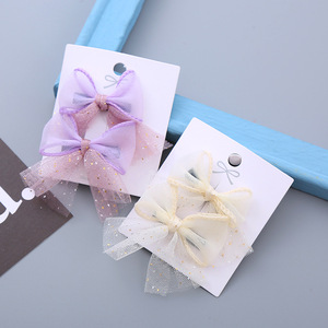 Barrettes à cheveux en mousseline douce avec nœud pour enfants, ensemble de barrettes à cheveux en tulle couleur bonbon pour princesse - Product Image 2