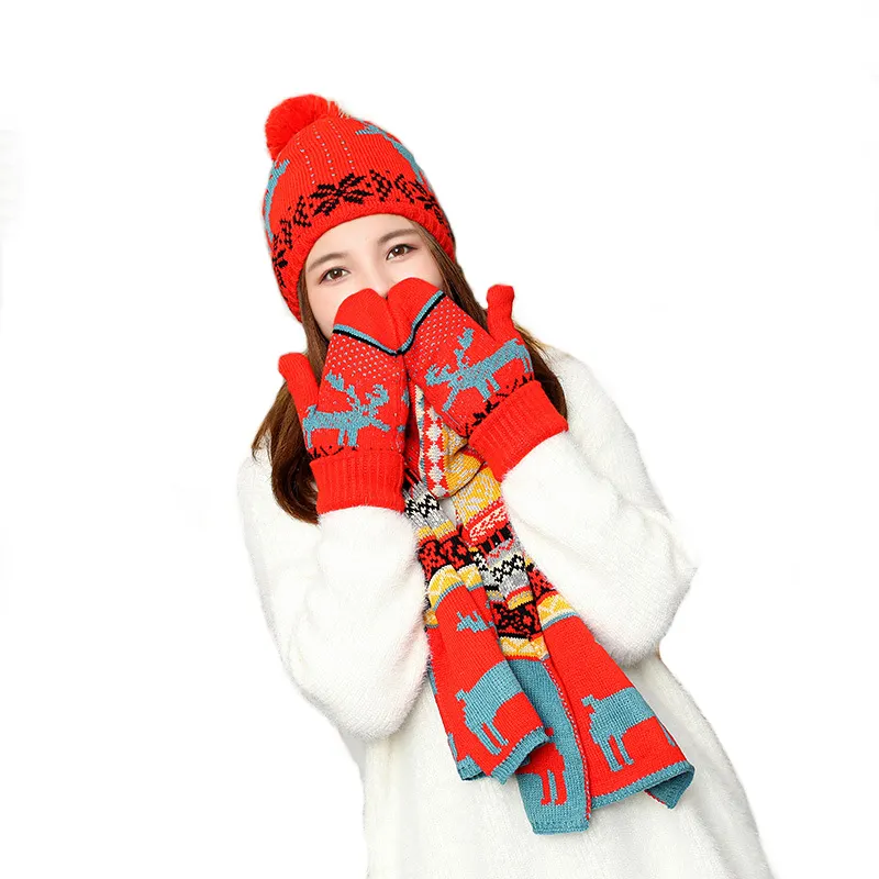 Luvas de cachecol com 3 presentes de inverno, presente exclusivo para meninas, presente de natal, melhor presente para a mãe e filha