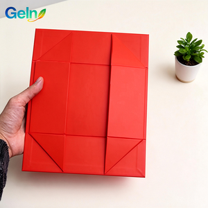 En stock Boîtes cadeaux en papier pliables rouges |   Boîtes d'emballage pliables de luxe en gros - Product Image 3