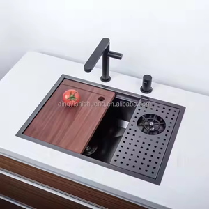 Lavello da cucina multifunzione Topmount Nano Black con sciacquabicchieri a scomparsa, lavabo da incasso in acciaio inossidabile - Product Image 3