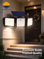 Lampe solaire murale carrée à 3 têtes, 500LM, 235 LED, détecteur de mouvement, micro-lumière, étanche IP65, pour cour, clôture