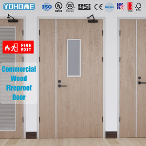Puerta Cortafuego Certificada EN BS CE, Puerta <span class=keywords><strong>de</strong></span> Seguridad Comercial Española Contra Incendios FD30 FD60 FD90, Puertas Modernas <span class=keywords><strong>de</strong></span> Madera Resistentes al Fuego para Oficina - Product Image 2