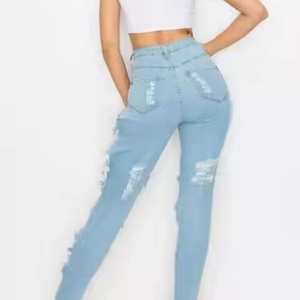 Oferta Caliente: Jeans Ajustados de Mujer de Alta Calidad a Bajo Precio, Casuales y Sexys, 100% Algodón, Lavado Ácido, Desgastados, de Talle Alto - Product Image 6