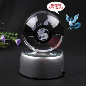 โปเกบอลคริสตัล K9 ดีไซน์ใหม่ ขนาด 50 มม. 80 มม. พร้อมแกะสลักลาย ไฟ LED สำหรับของขวัญธุรกิจสร้างสรรค์ - Product Image 3