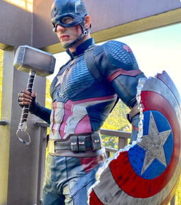 Statue Captain America de la série de bandes dessinées américaines Marvel Avengers, figurine en résine à l'échelle 1/2 pour décoration intérieure, objet de collection avec bouclier et marteau - Product Image 3