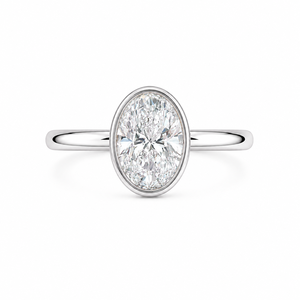 Bague solitaire personnalisable en or blanc 18K 14K avec diamant de laboratoire CVD HPHT taille ovale 1 carat certifié IGI pour mariage et soirée - Product Image 4