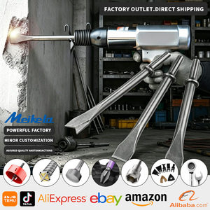 Martello pneumatico industriale per scavo, scalpello ad aria compressa, 5 pezzi con codolo esagonale/rotondo, punta per lavori di muratura in acciaio 40CR - Product Image 1