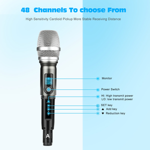 Microphones sans fil UHF doubles portables, faible latence, portée de 50 m, micro plug-and-play pour karaoké, soirées à domicile, <span class=keywords><strong>discours</strong></span>, vente en gros - Product Image 2