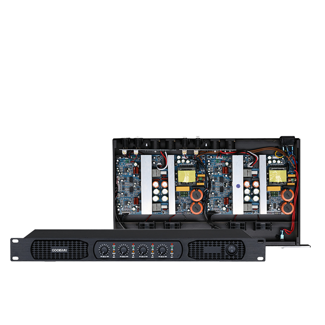DC4350 4 Channel 600 Watts Professional Power Amplifier 1U Class D Digital Audio Amp for Stage Performance Church and DJ Events
