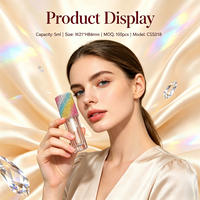ISMAN Flacon de brillant à lèvres à paillettes avec grand pinceau, vide, 5 ml, bouchon rond en cristal transparent, conteneur de correcteur, emballage cosmétique, vente en gros