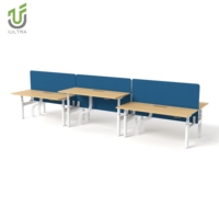 Bureau debout électrique à double moteur esthétique moderne IULTRA avec finitions design (noyer marbré) intérieurs élégants