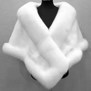 2024 New Design Fashion Faux Fox Fur Shawl Winter Warm Windproof Cape Imitation Coat