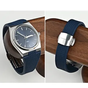 Correa de caucho fluorado para reloj <span class=keywords><strong>Tissot</strong></span> PRX Series Super Player de 35 mm y 40 mm para hombre y mujer, con hebilla plegable de liberación rápida, correa de reloj FKM de 11 mm y 12 mm - Product Image 2