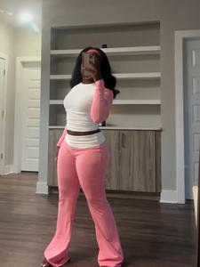 ชุดเซ็ตผู้หญิง XINXU แบรนด์สั่งทำ เสื้อแขนแร็กแลน กางเกงขาบาน ชุดลำลองผ้าวิลลูส 2 ชิ้น - Product Image 3