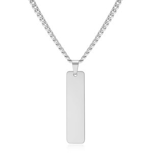 Collar Largo de Acero Inoxidable con Colgante Rectangular Liso de 40 mm para Uso Diario en Plata, Oro y Negro - Product Image 3