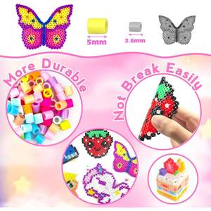 Kit de Cuentas Fusibles Rosas Fh010, 11000 Piezas de 5 mm para Pixel Art con Tableros de Planchado, Papel para Planchar y Caja de Almacenamiento, Manualidades para Niños - Product Image 1