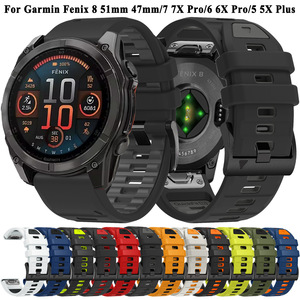 Bracelet de montre en caoutchouc à dégagement rapide 22mm 26mm Fenix8 pour <span class=keywords><strong>Garmin</strong></span> Fenix E 8 47mm 51mm 7 7X 6 6X/<span class=keywords><strong>Epix</strong></span> Pro/Enduro 3 Bracelet en silicone - Product Image 2