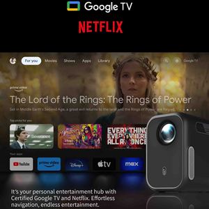 Vidéoprojecteur portable Wupro au design tendance, 1080p, compatible 4K, 200 lumens ISO, mini projecteur intelligent Google TV LCD portable - Product Image 2