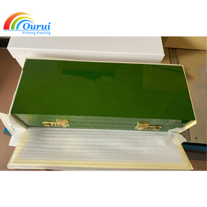 Boîte à montres en bois à 5 emplacements, directement de l'usine, organisateur de montres de luxe, boîte à montres de marque verte et rouge célèbre, logo personnalisé disponible - Product Image 4