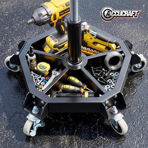Sedia per Detailing Auto Girevole a 360° con Seduta in Pelle, Telaio in Acciaio Resistente, Supporto 150 kg, Due Ruote Bloccabili, Organizer per Attrezzi - Product Image 3