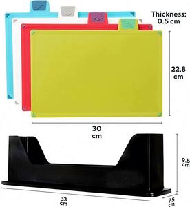 Cutting Board Set of 4 with Storage Stand Thicker Chopping Board Set with Color Coded Food Icon for Kitchen Different Food Type - Product Image 5