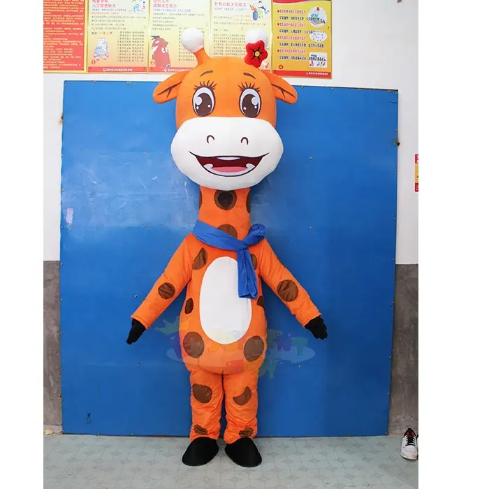 Costume de mascotte de poupée de dessin animé de girafe, ensemble de costumes de poupée de Noël, costume d'accessoire de poupée de marche pour les personnes