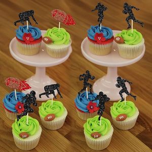Décorations de cupcakes sur le thème du rugby, joueurs de football, pour fête prénatale, anniversaire d'enfants, thème sportif - Product Image 4
