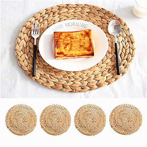 Mantel cá nhân de tejido Ratan manten manten mantenedores tejidos redondos manteles individuales Negro cascara Coco - Product Image 1