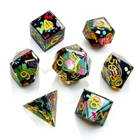 Lot de 7 dés polyédriques en résine à bords tranchants, motif poisson tropical incrusté, pour jeux de rôle de table D&D