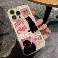 Coque de téléphone vintage motif chat noir pour iPhone 17 16 15 14 13 Pro Max, transparente, souple en TPU, antichoc et protectrice