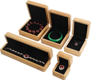 Boîte de rangement de bijoux en bois de bambou octogonale de luxe pour bagues, pendentifs, bracelets, colliers - Product Image 1