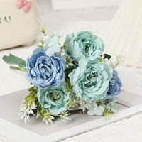 Bouquet de pivoines artificielles en soie, longue durée, idéal pour la Saint-Valentin, la décoration florale de salon, de maison et de jardin - Vente chaude